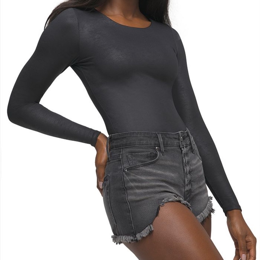 Good American Leather Like Crew Bodysuit